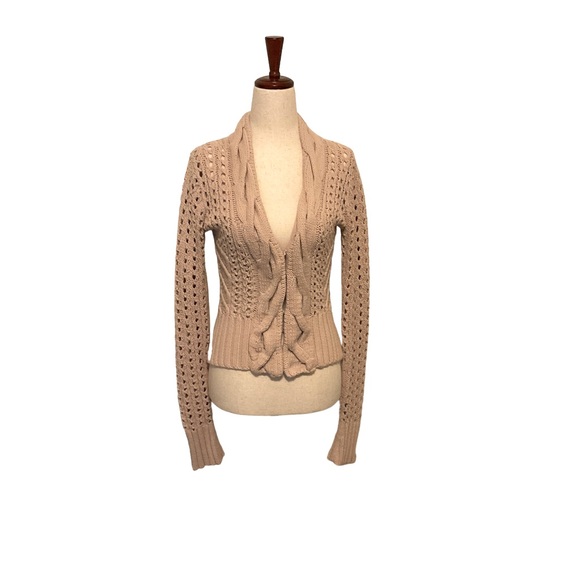Chic women’s small, sandy light brown, cardigan - Picture 1 of 8